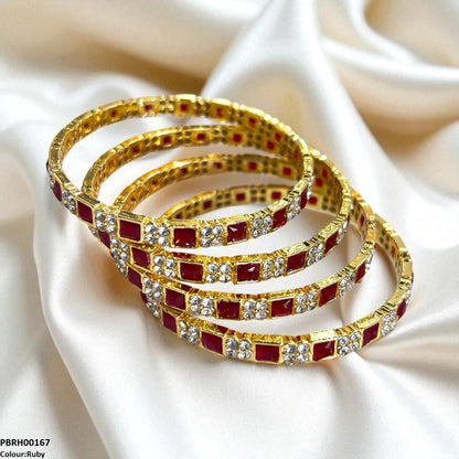 PBRH00167 SDQ Square Round Bangles 4 Pcs Set - PBRH
