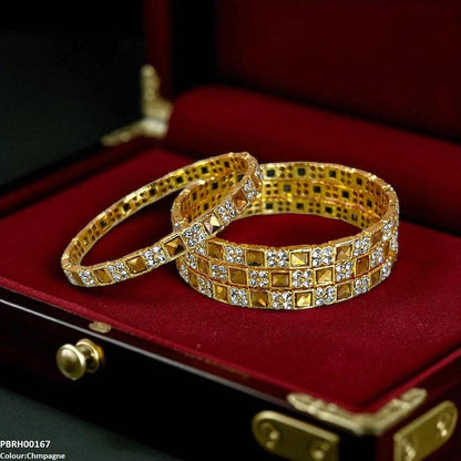 PBRH00167 SDQ Square Round Bangles 4 Pcs Set - PBRH