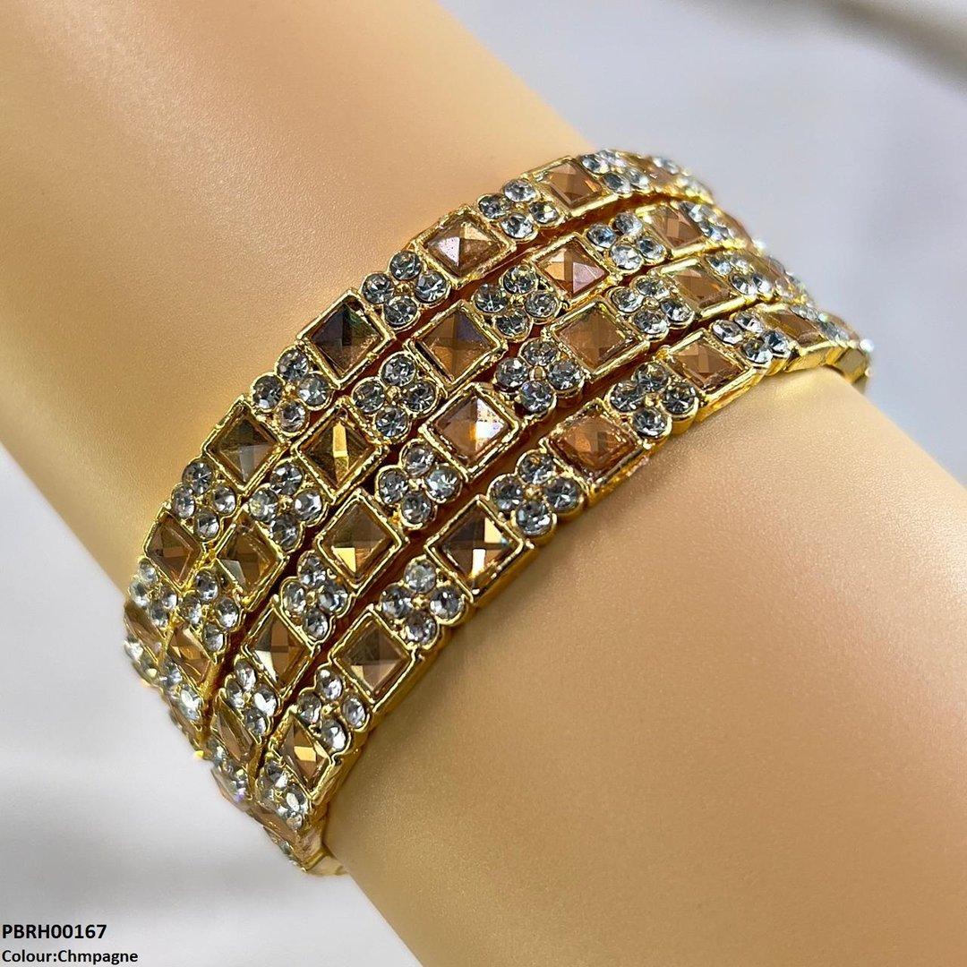 PBRH00167 SDQ Square Round Bangles 4 Pcs Set - PBRH