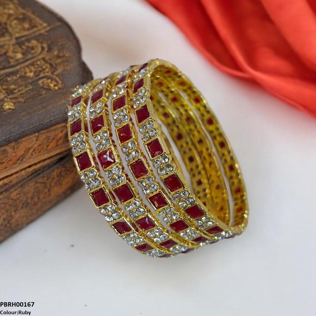 PBRH00167 SDQ Square Round Bangles 4 Pcs Set - PBRH