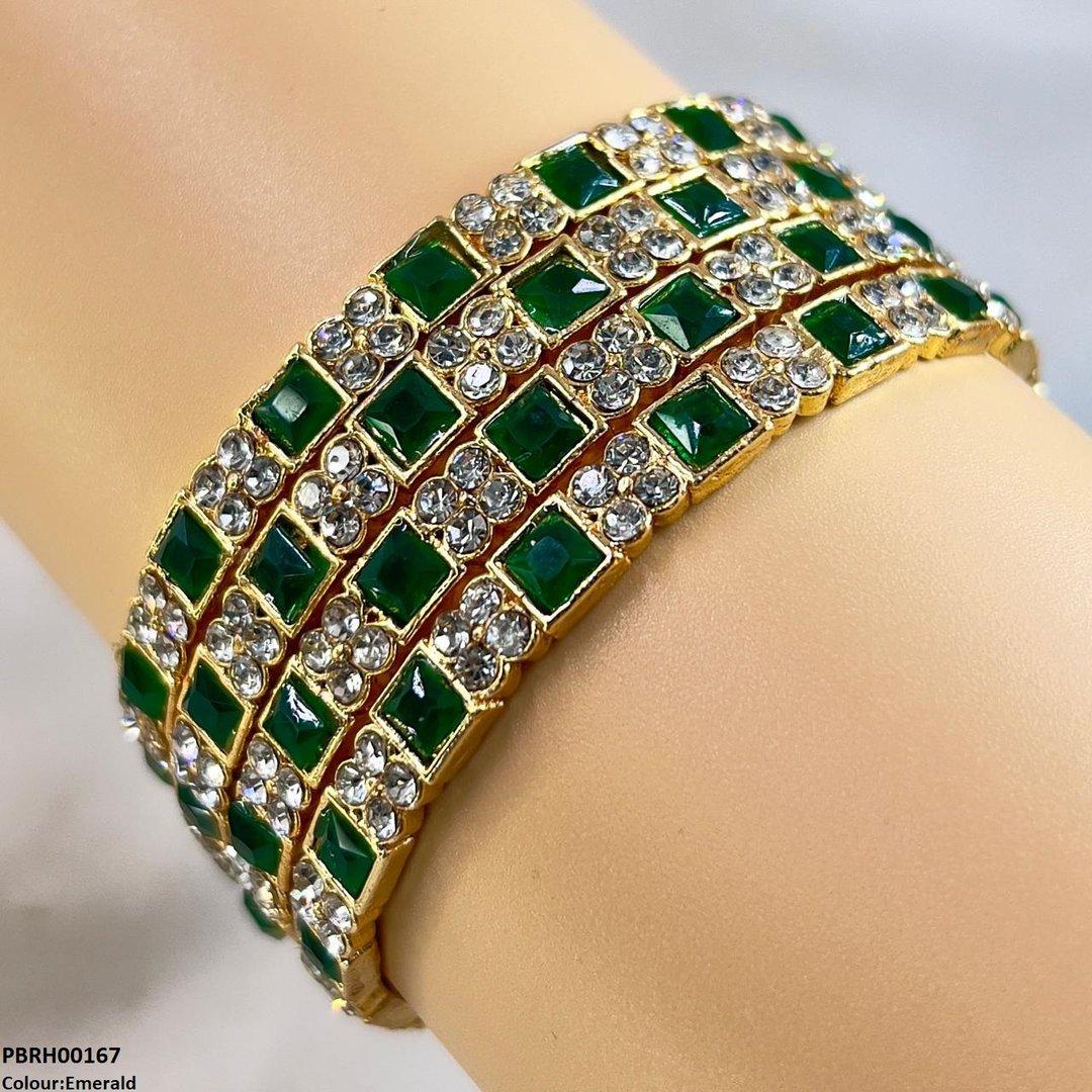 PBRH00167 SDQ Square Round Bangles 4 Pcs Set - PBRH