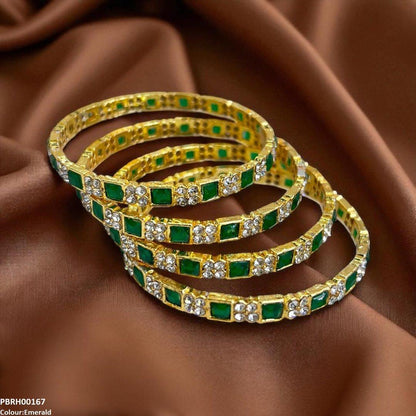 PBRH00167 SDQ Square Round Bangles 4 Pcs Set - PBRH