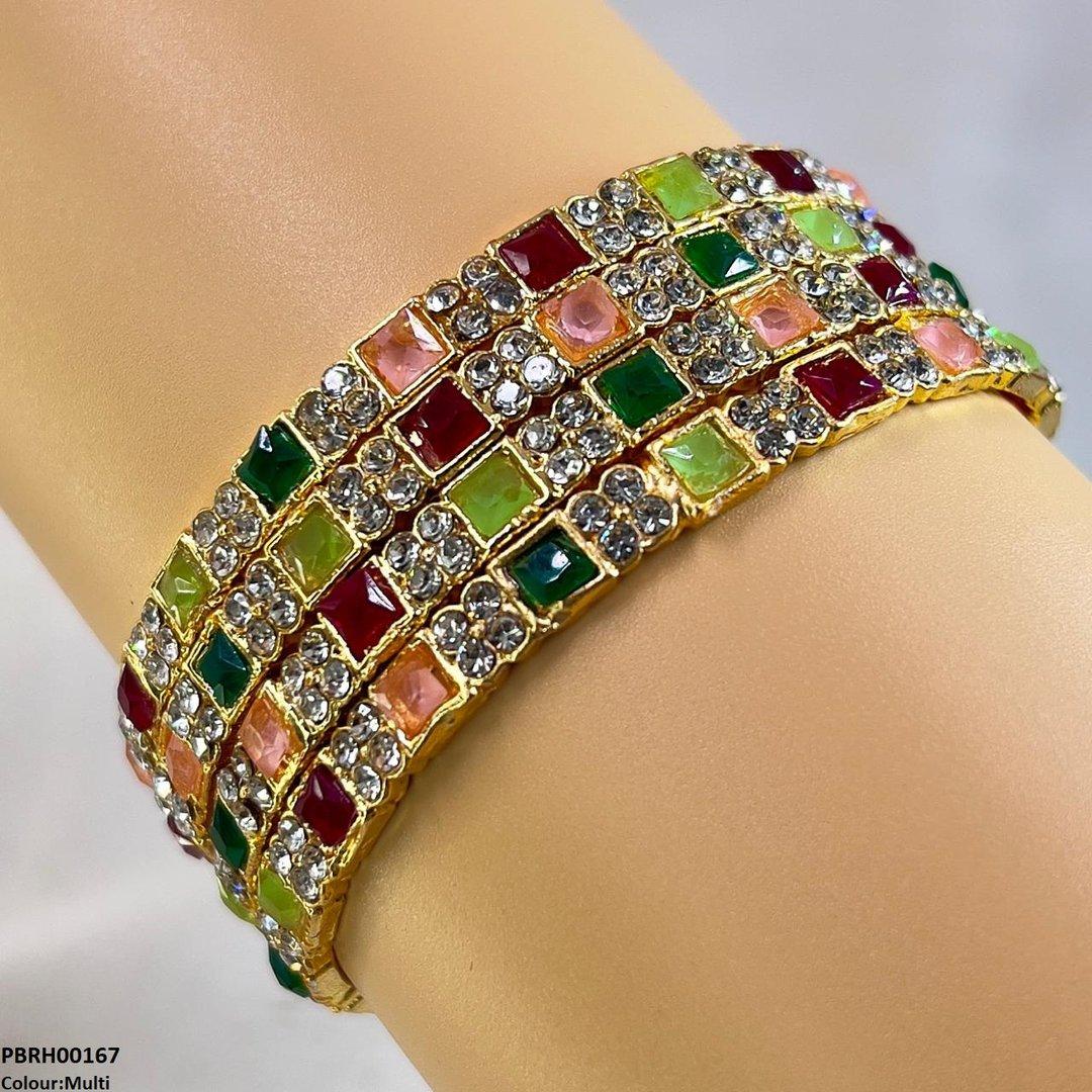 PBRH00167 SDQ Square Round Bangles 4 Pcs Set - PBRH