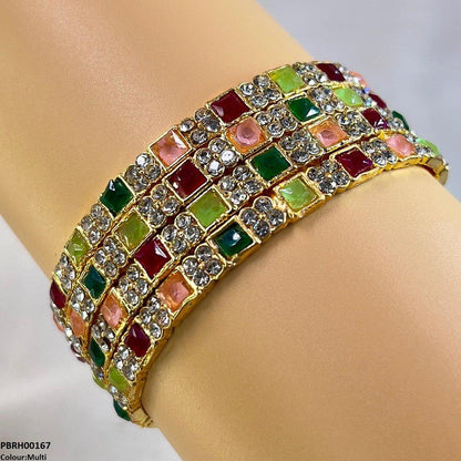 PBRH00167 SDQ Square Round Bangles 4 Pcs Set - PBRH