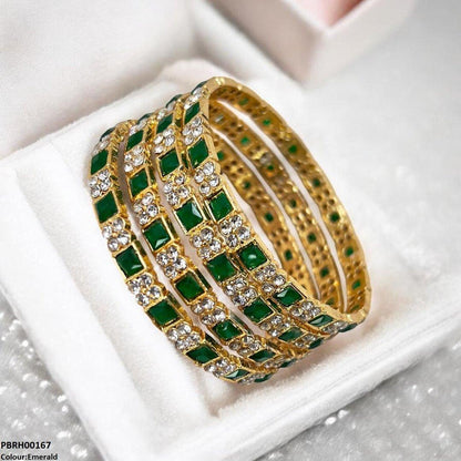 PBRH00167 SDQ Square Round Bangles 4 Pcs Set - PBRH