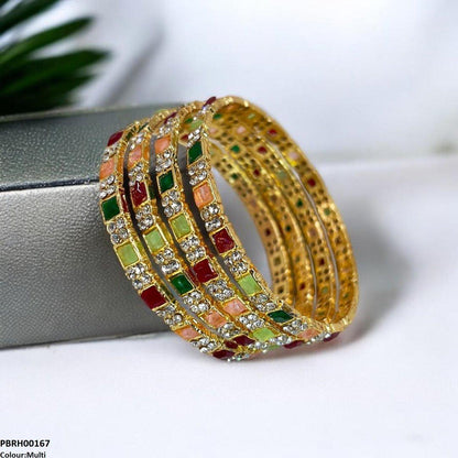 PBRH00167 SDQ Square Round Bangles 4 Pcs Set - PBRH