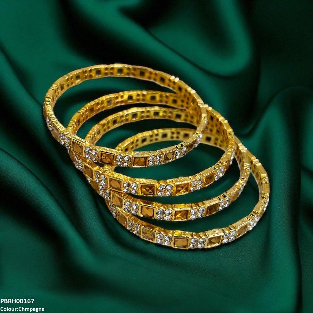 PBRH00167 SDQ Square Round Bangles 4 Pcs Set - PBRH