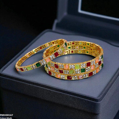 PBRH00167 SDQ Square Round Bangles 4 Pcs Set - PBRH