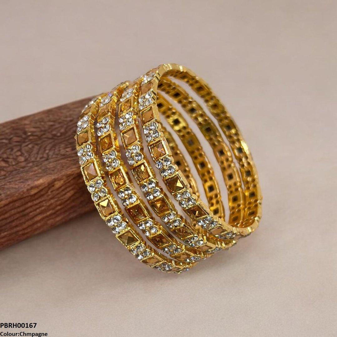 PBRH00167 SDQ Square Round Bangles 4 Pcs Set - PBRH