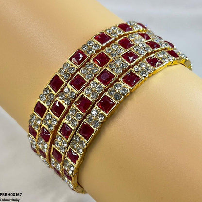 PBRH00167 SDQ Square Round Bangles 4 Pcs Set - PBRH