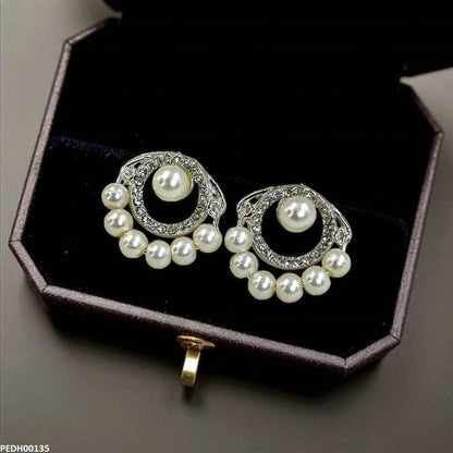 PEDH00135 SDQ Round Pearl Drop Earrings - PEDH