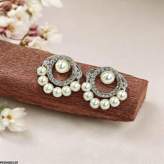 PEDH00135 SDQ Round Pearl Drop Earrings - PEDH