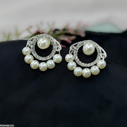 PEDH00135 SDQ Round Pearl Drop Earrings - PEDH