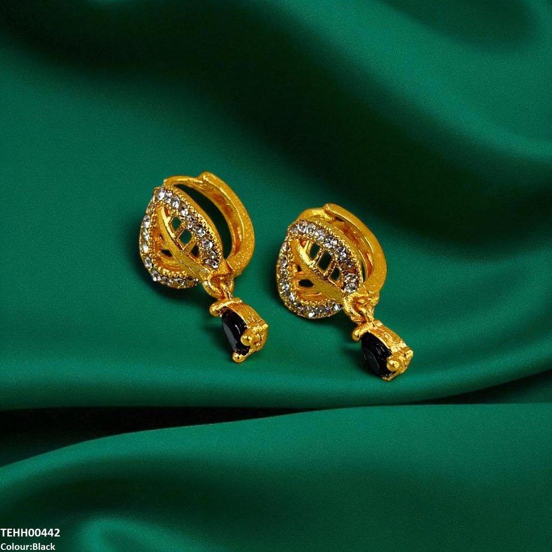 TEHH00442 FRN Leaf Tear Drop Hoops Pair - TEHH