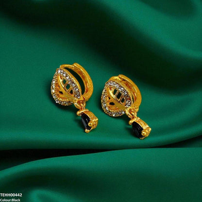 TEHH00442 FRN Leaf Tear Drop Hoops Pair - TEHH