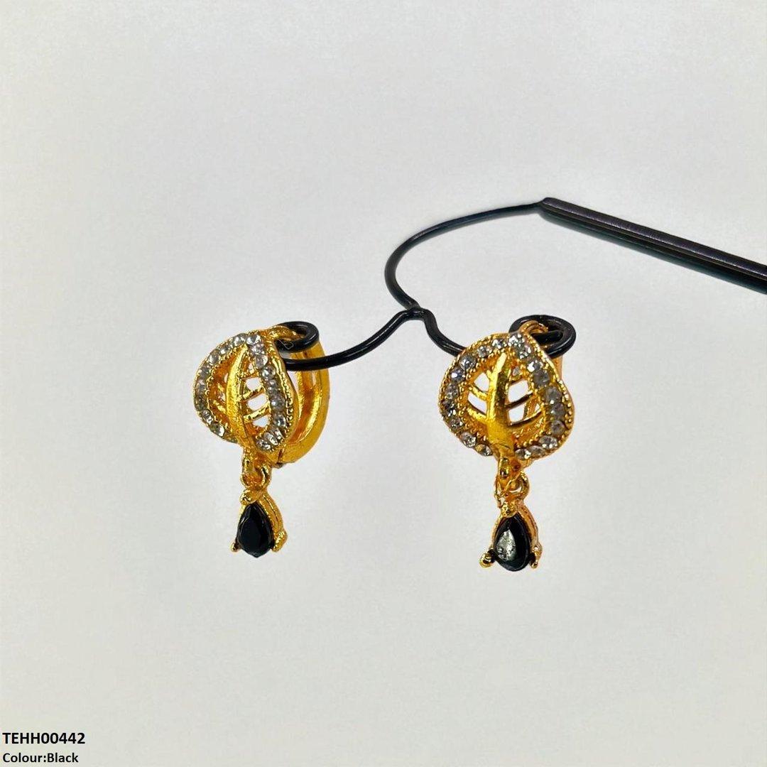 TEHH00442 FRN Leaf Tear Drop Hoops Pair - TEHH