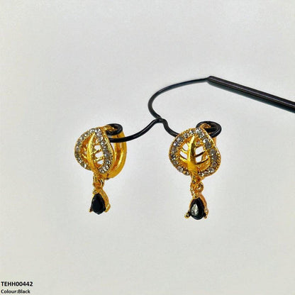 TEHH00442 FRN Leaf Tear Drop Hoops Pair - TEHH