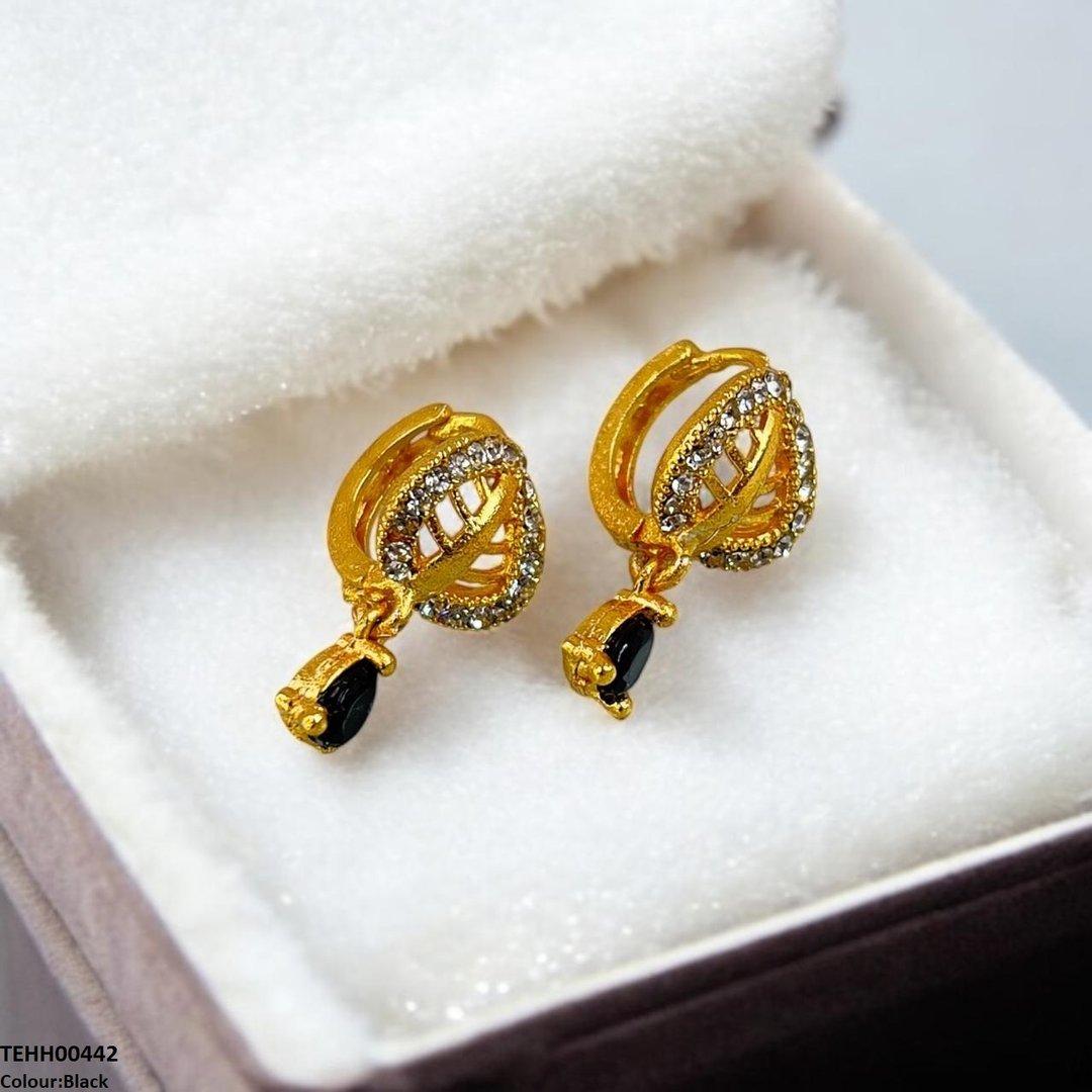 TEHH00442 FRN Leaf Tear Drop Hoops Pair - TEHH