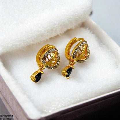 TEHH00442 FRN Leaf Tear Drop Hoops Pair - TEHH