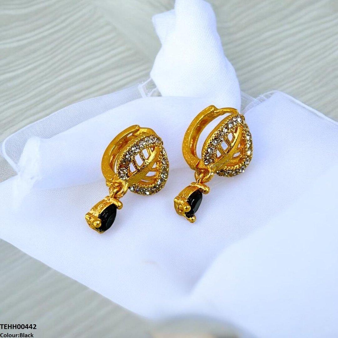 TEHH00442 FRN Leaf Tear Drop Hoops Pair - TEHH