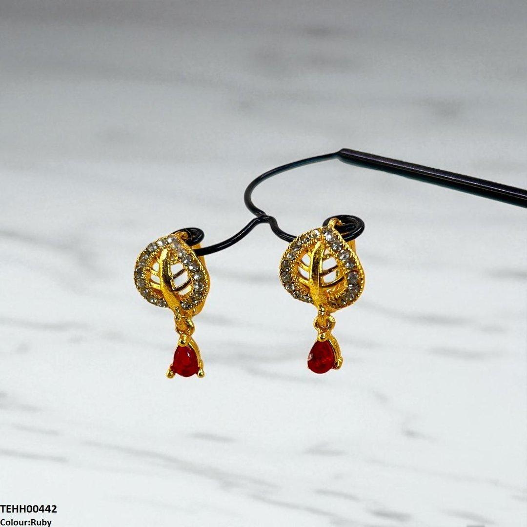 TEHH00442 FRN Leaf Tear Drop Hoops Pair - TEHH