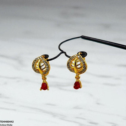 TEHH00442 FRN Leaf Tear Drop Hoops Pair - TEHH