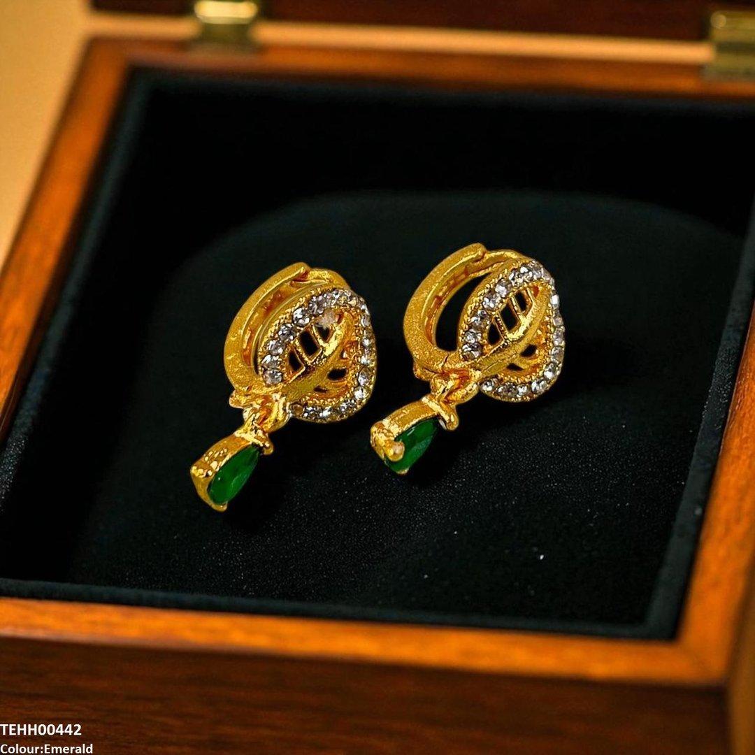 TEHH00442 FRN Leaf Tear Drop Hoops Pair - TEHH