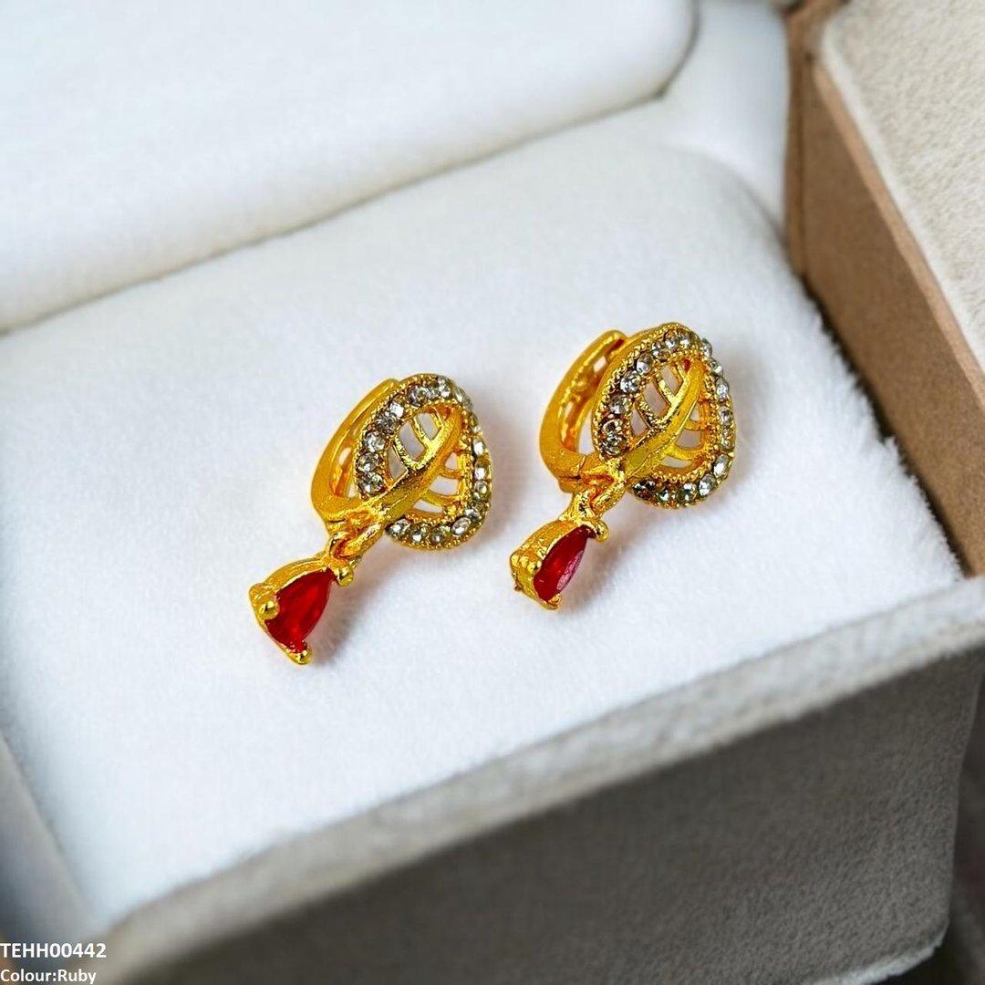 TEHH00442 FRN Leaf Tear Drop Hoops Pair - TEHH