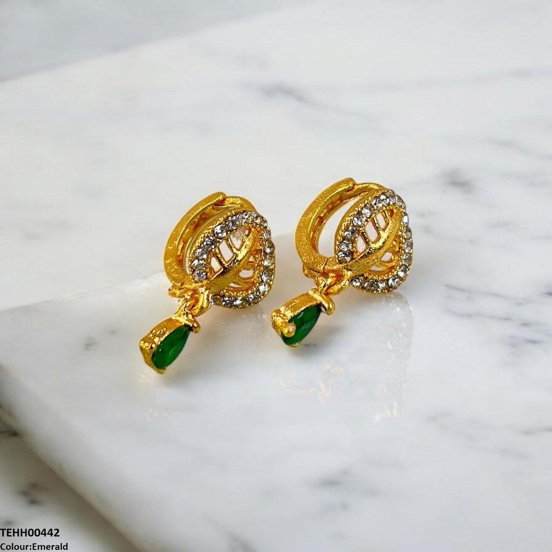 TEHH00442 FRN Leaf Tear Drop Hoops Pair - TEHH