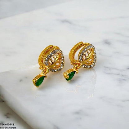 TEHH00442 FRN Leaf Tear Drop Hoops Pair - TEHH