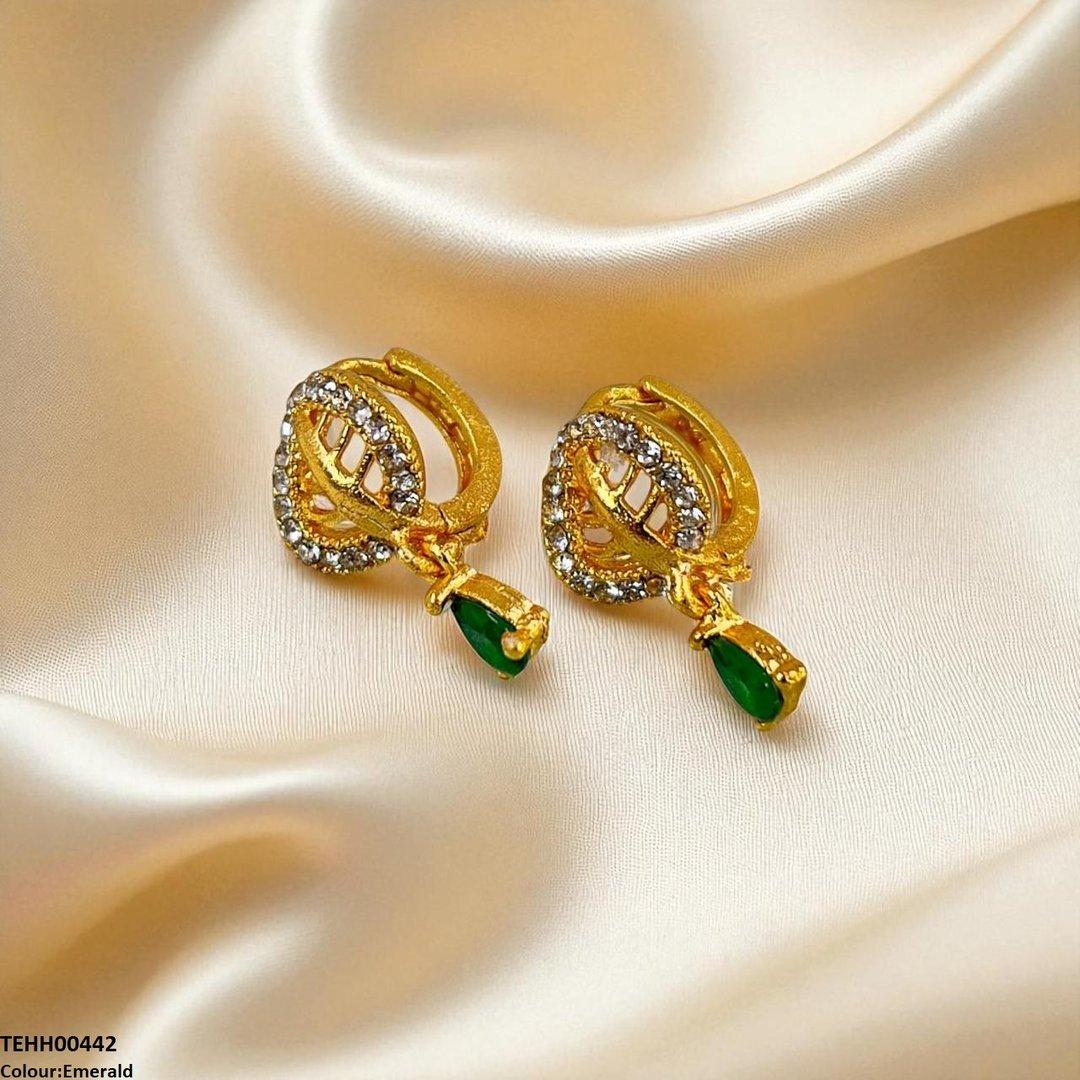 TEHH00442 FRN Leaf Tear Drop Hoops Pair - TEHH