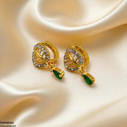 TEHH00442 FRN Leaf Tear Drop Hoops Pair - TEHH