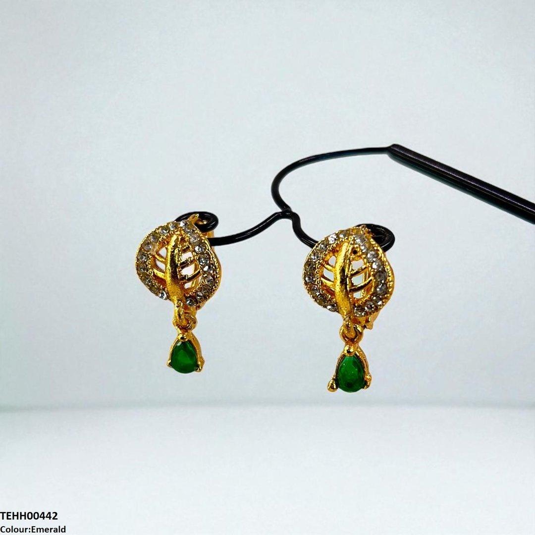 TEHH00442 FRN Leaf Tear Drop Hoops Pair - TEHH