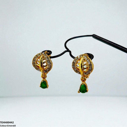 TEHH00442 FRN Leaf Tear Drop Hoops Pair - TEHH