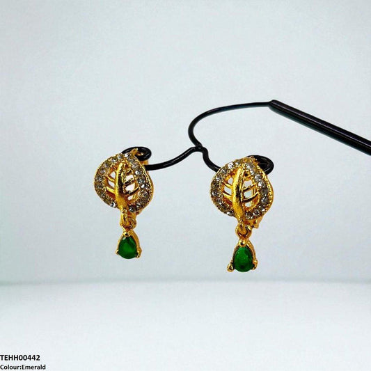 TEHH00442 FRN Leaf Tear Drop Hoops Pair - TEHH