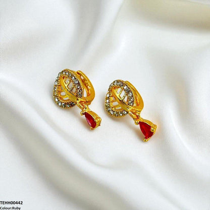 TEHH00442 FRN Leaf Tear Drop Hoops Pair - TEHH