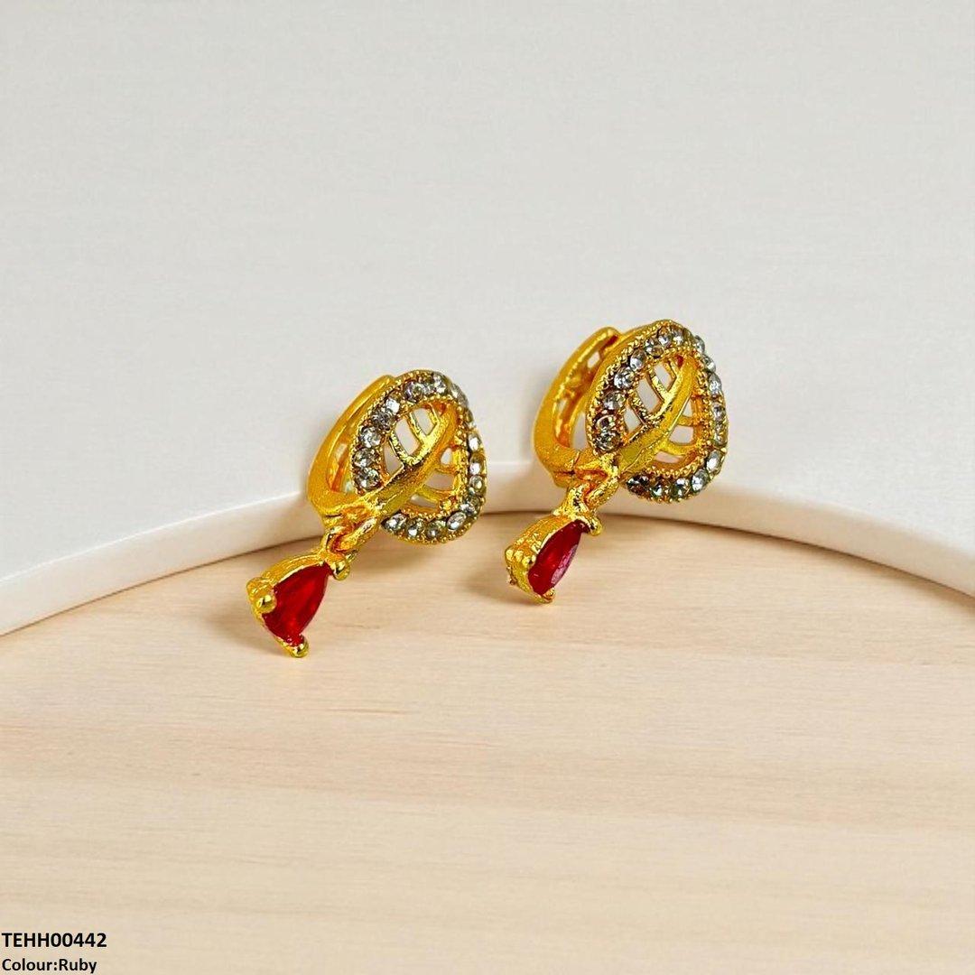 TEHH00442 FRN Leaf Tear Drop Hoops Pair - TEHH