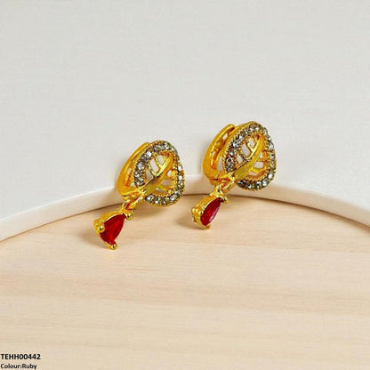 TEHH00442 FRN Leaf Tear Drop Hoops Pair - TEHH