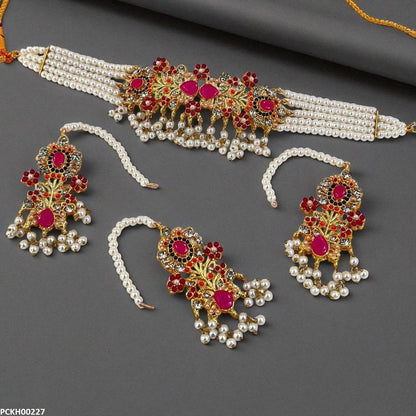 PCKH00227 SDQ Flower Chokar set - PCKH