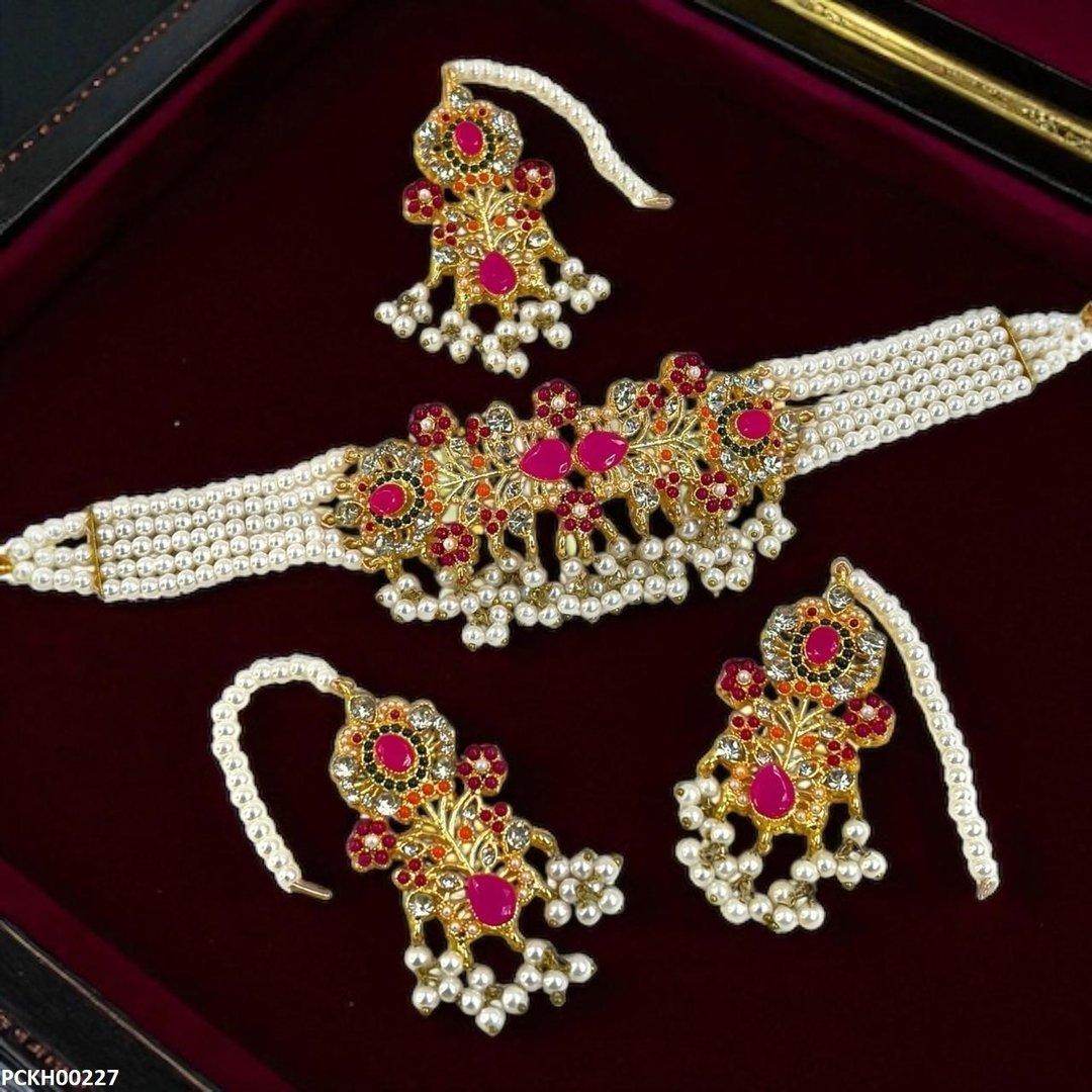 PCKH00227 SDQ Flower Chokar set - PCKH