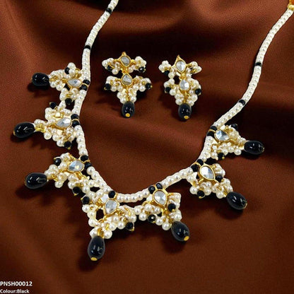 PNSH00012 SDQ Pearl Drop  Necklace Set - PNSH