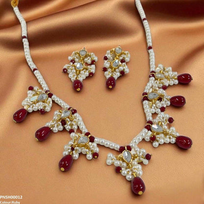 PNSH00012 SDQ Pearl Drop  Necklace Set - PNSH