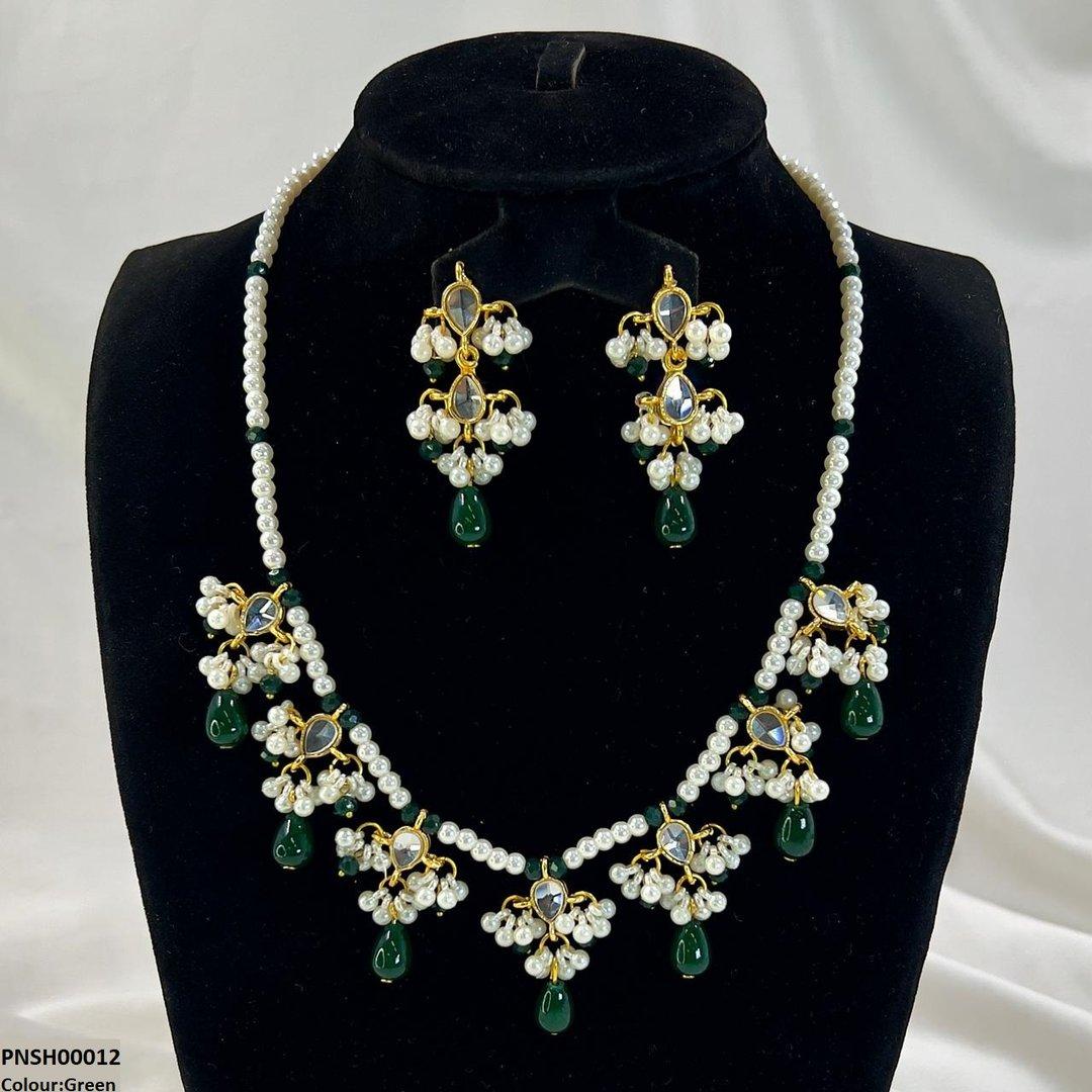 PNSH00012 SDQ Pearl Drop  Necklace Set - PNSH