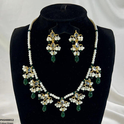 PNSH00012 SDQ Pearl Drop  Necklace Set - PNSH