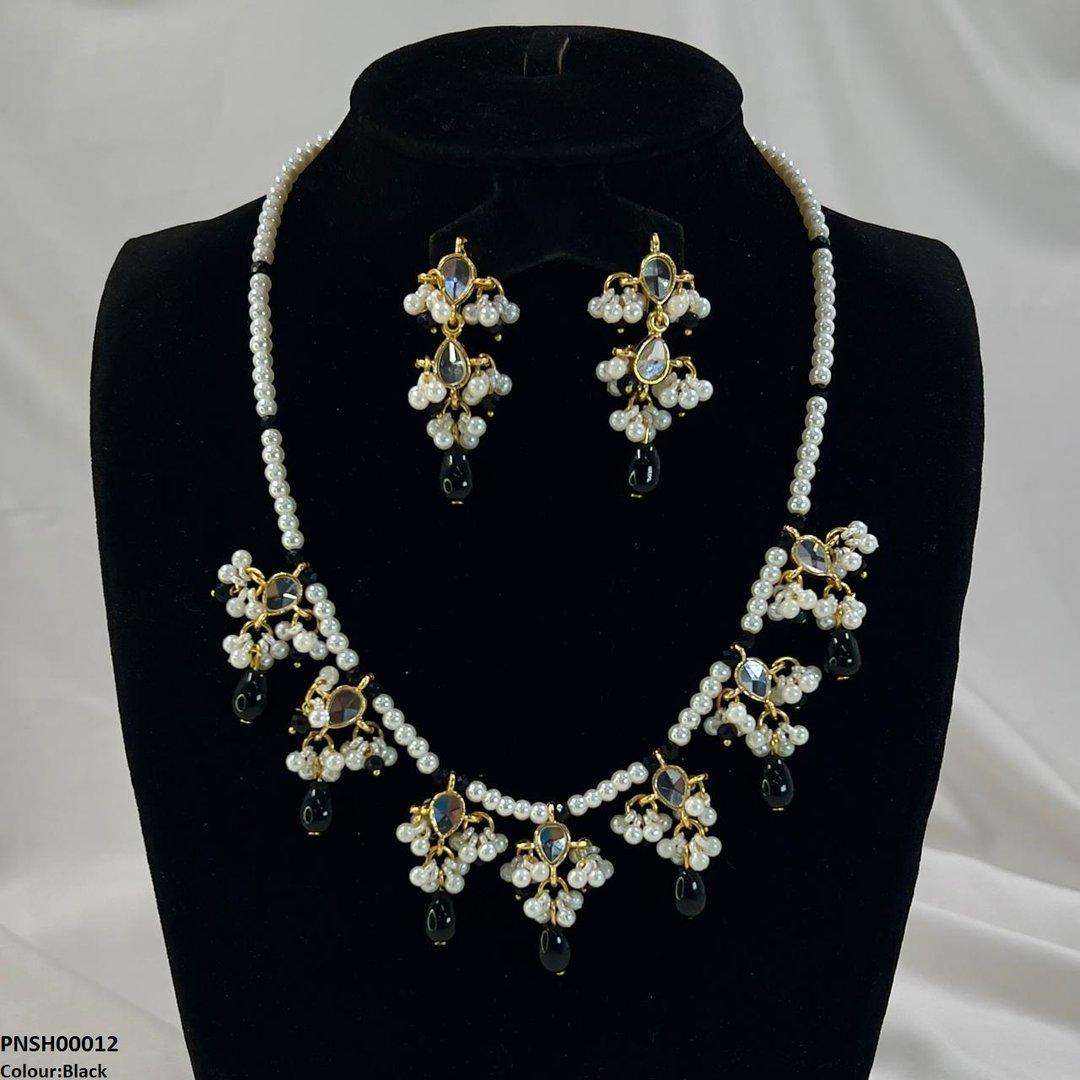 PNSH00012 SDQ Pearl Drop  Necklace Set - PNSH