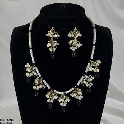 PNSH00012 SDQ Pearl Drop  Necklace Set - PNSH