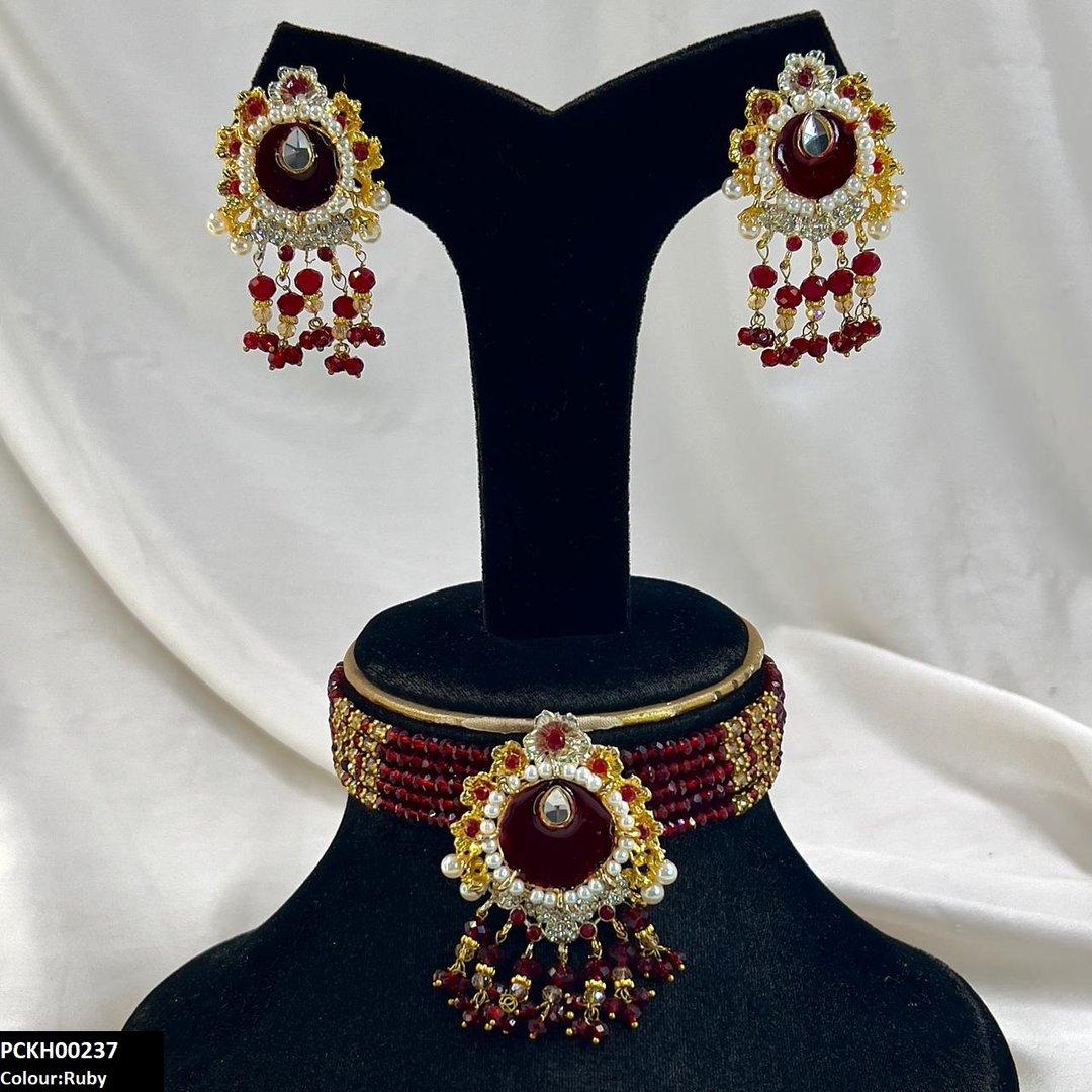 PCKH00237 SDQ Tear/Flower Neck Choker Set- PCKH