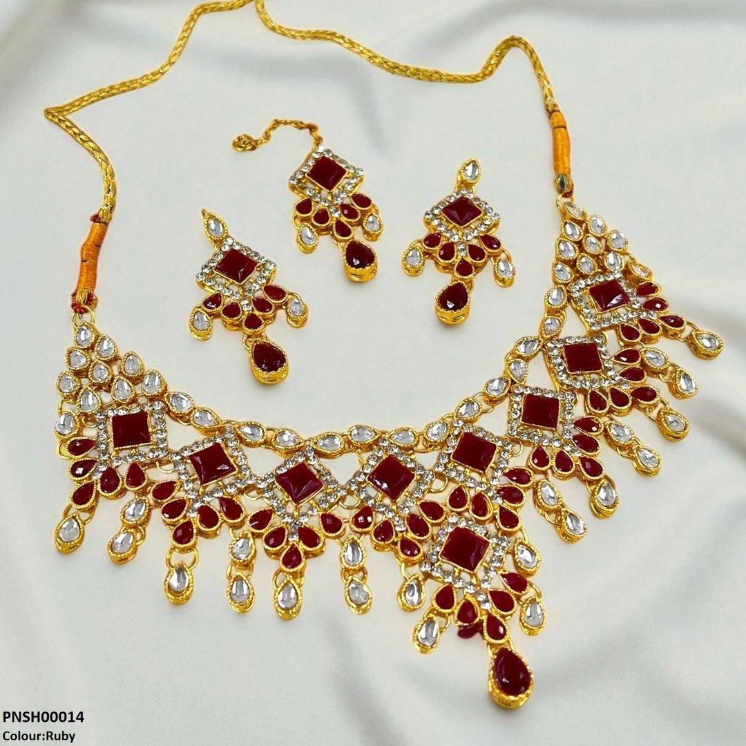 PNSH00014 FRN Sqyare/Tear Drop Necklace Set - PNSH