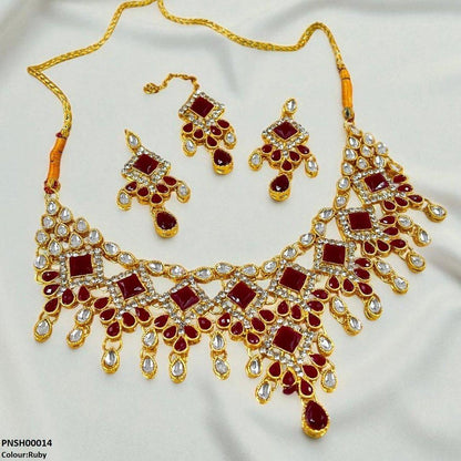 PNSH00014 FRN Sqyare/Tear Drop Necklace Set - PNSH