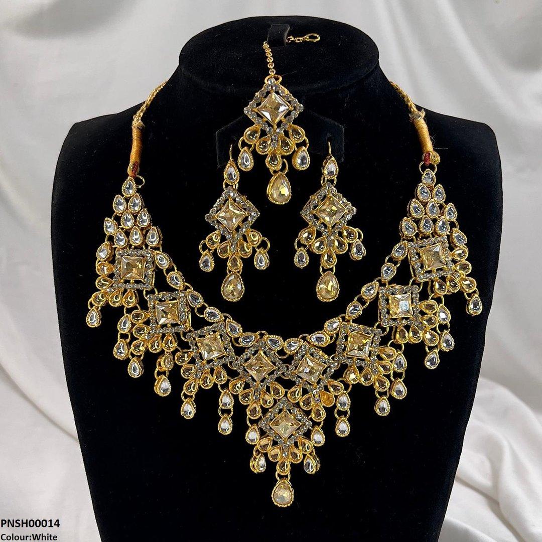 PNSH00014 FRN Sqyare/Tear Drop Necklace Set - PNSH